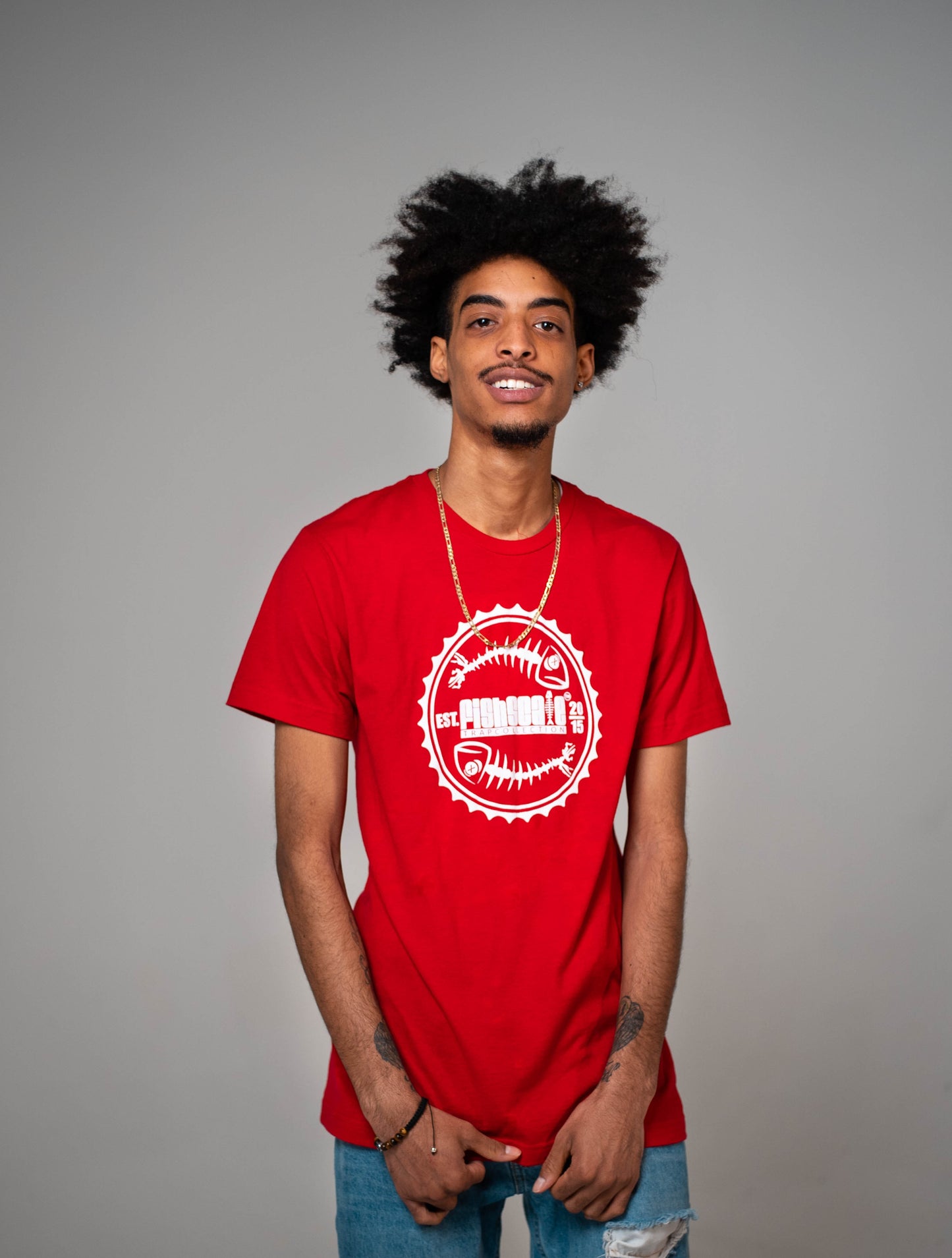 Red Fishscale Logo Tee